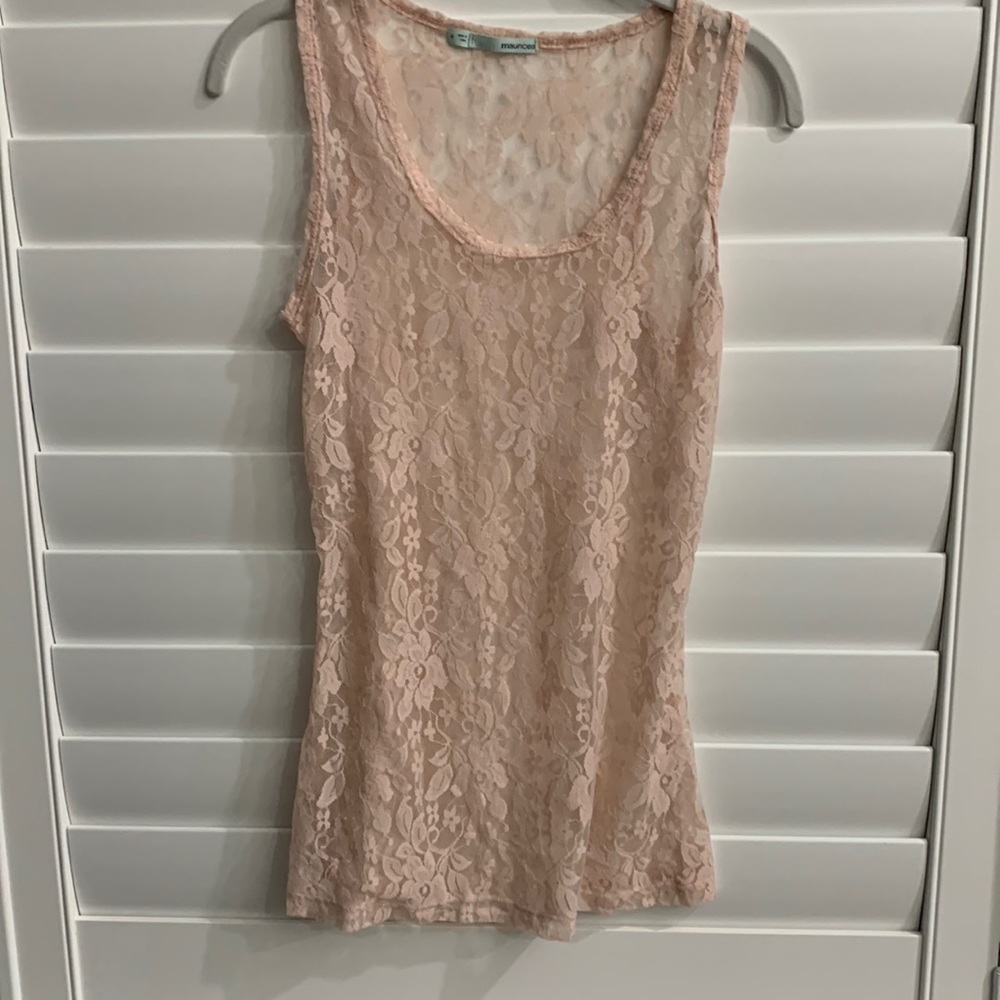 Women’s Pink MAURICES Lace Tank Top Small